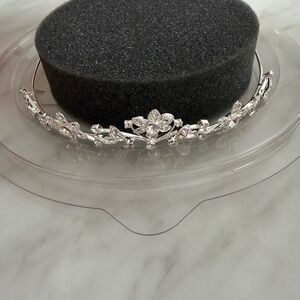 David's Bridal Silver Crystal Floral Tiara